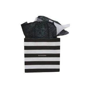 🖤🤍 SEPHORA Empty Black White Striped Paper Shopping Gift Bag with Tissues